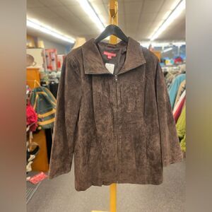 Woman Within Ladies 18W Brown Leather Jacket